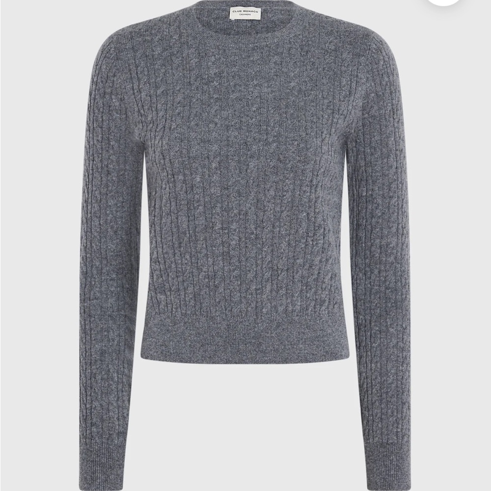 💯 Cashmere!! Club Monaco Cashmere Mini-Cable Long-Sleeve Crewneck